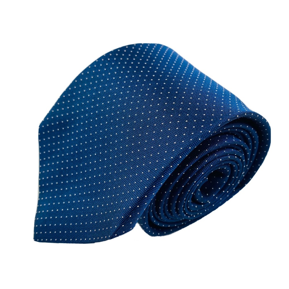 M.Ferretti Navy White Dot Print Pure Silk 3 Inch Width Tie NWT Made in Italy